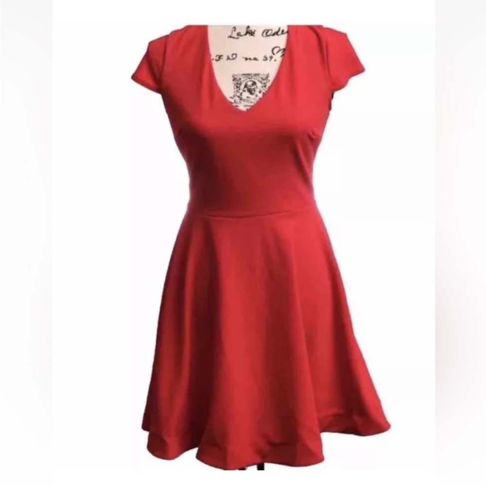 B Darlin Red Fit & Flare Bow Back Mini Dress | Cherry Girl Valentine NYE Size 9 - Picture 13 of 13